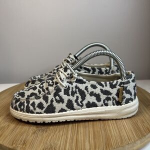 Hey Dude Wendy Youth Size K12 Grey Cheetah Print Slip On Comfortable Shoes